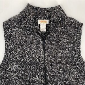 Talbots Petites Women's Medium Gray Knit Vest Sleeveless‎ Zip Up Sweater Vest
